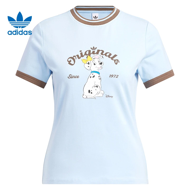 adidas Originals阿迪三叶草女子双旦礼针织无领短T恤KG6697