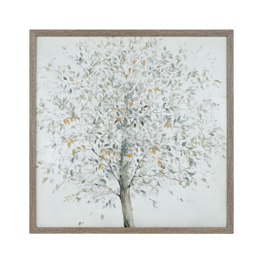 C9发财树 油画布手工绘制外框PS塑料画框61X61