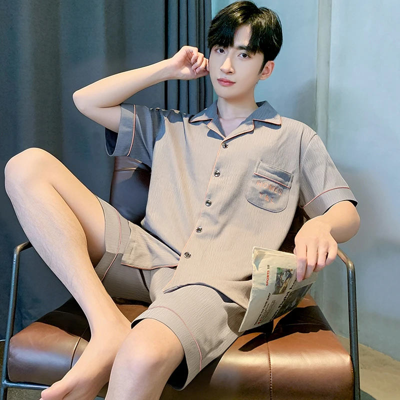 睡衣男夏季云朵棉短袖短裤薄款家居服夏天男士大码宽松可外穿套装