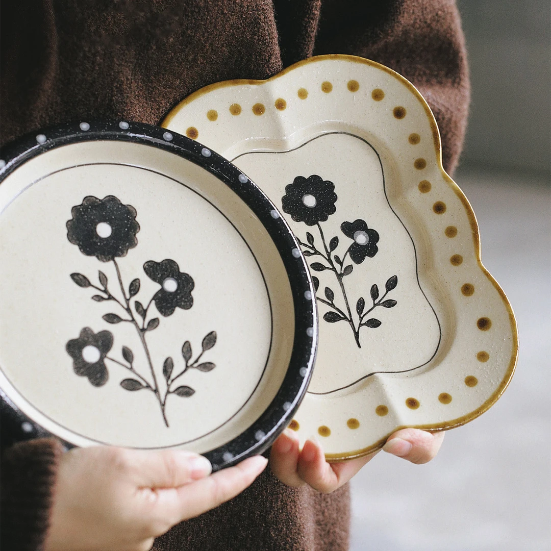 泽滕家方盘子花边早餐面包蛋糕点心沙拉甜品碟美式中古意面西餐碟