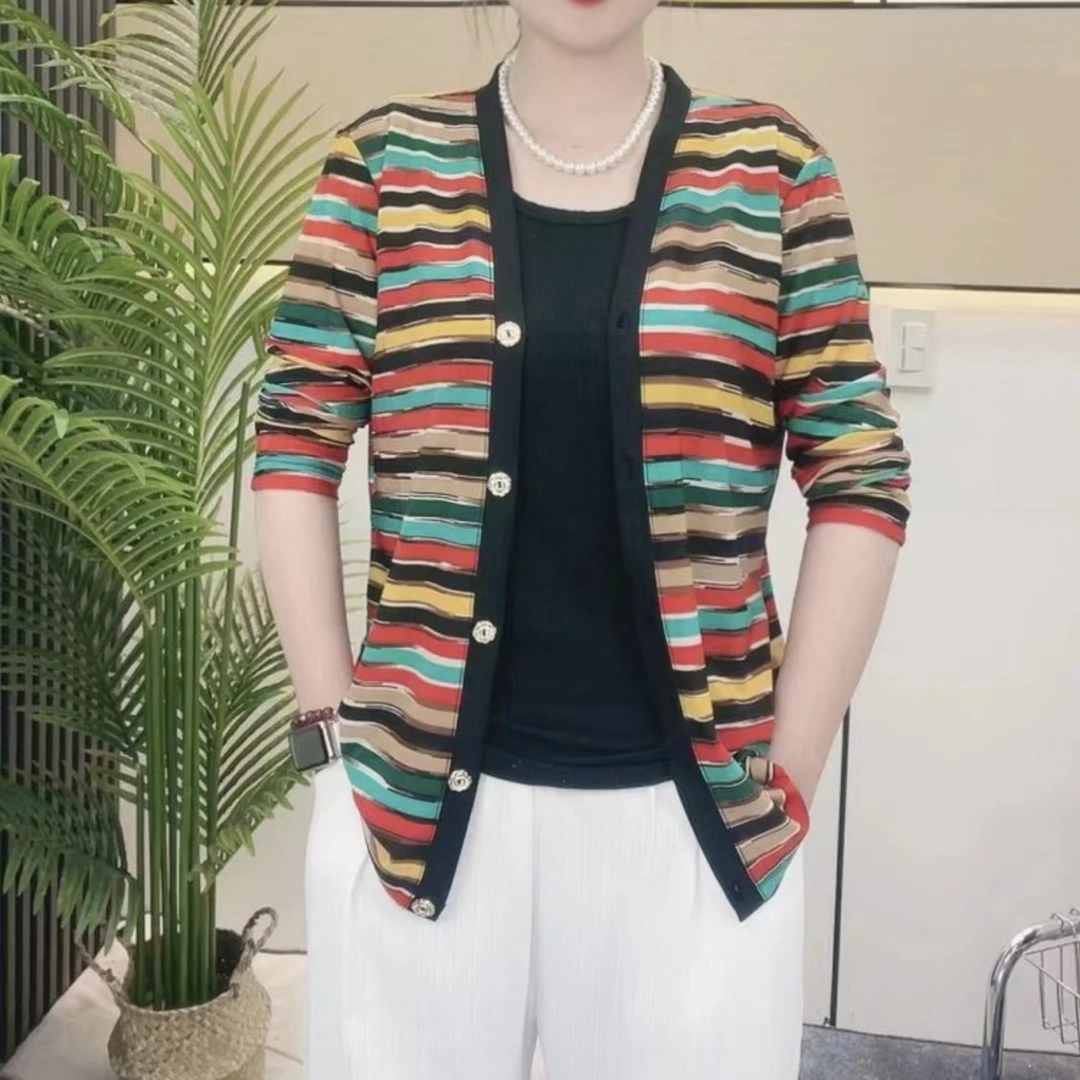 2025夏季外搭防晒开衫上衣休闲宽松遮肚肚子新款中年女薄外套