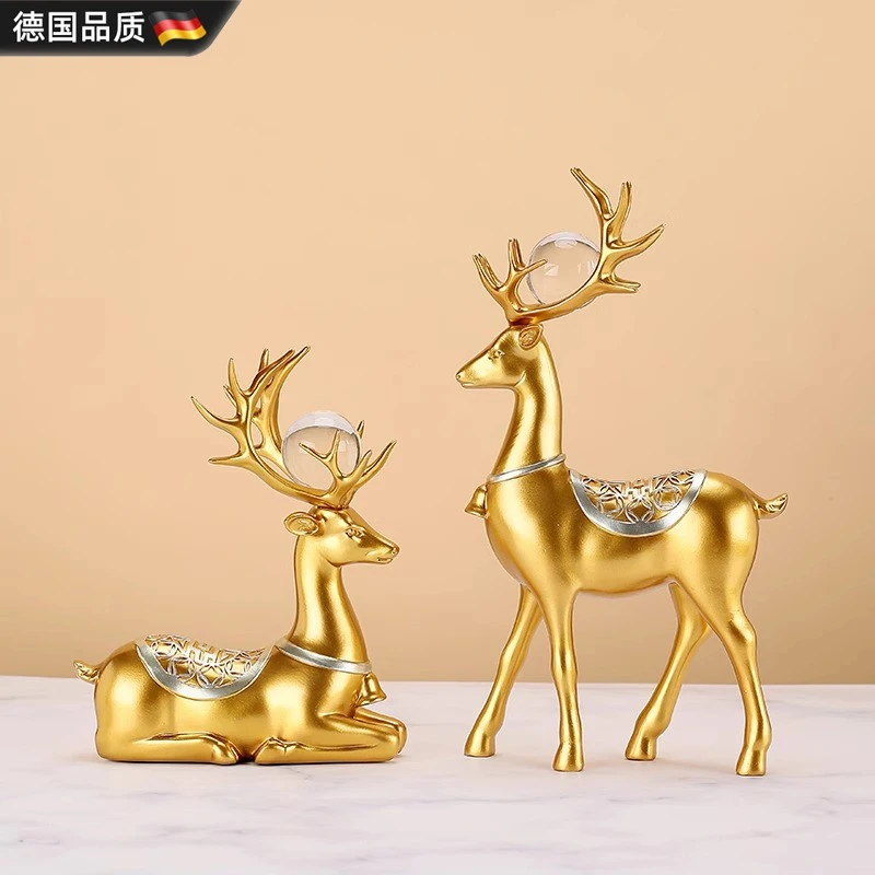 德国招财鹿摆件轻奢高档家居创意酒柜客厅办公桌面装饰品乔迁礼品