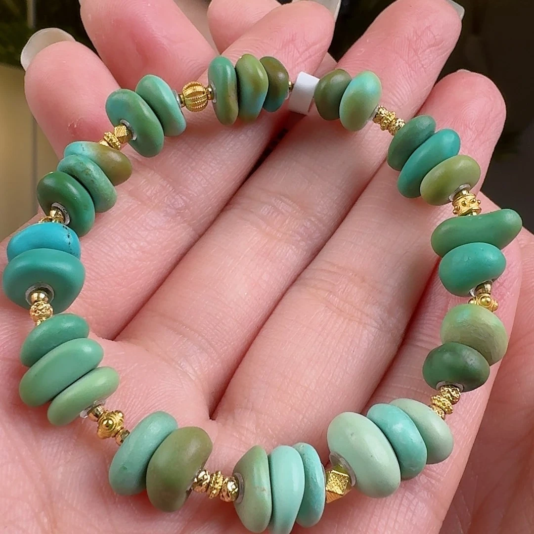 绿松石珠宝奇石18K金镶嵌