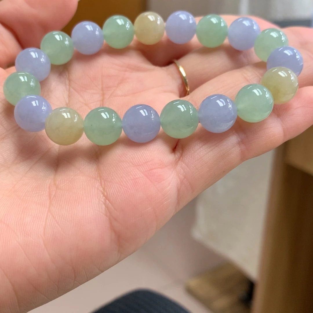 翡翠未镶嵌手链卡10多宝玛卡龙手串