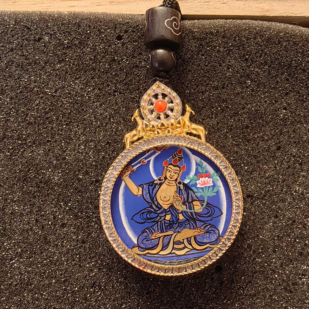 吊坠925银 文殊菩萨蓝色银吊坠