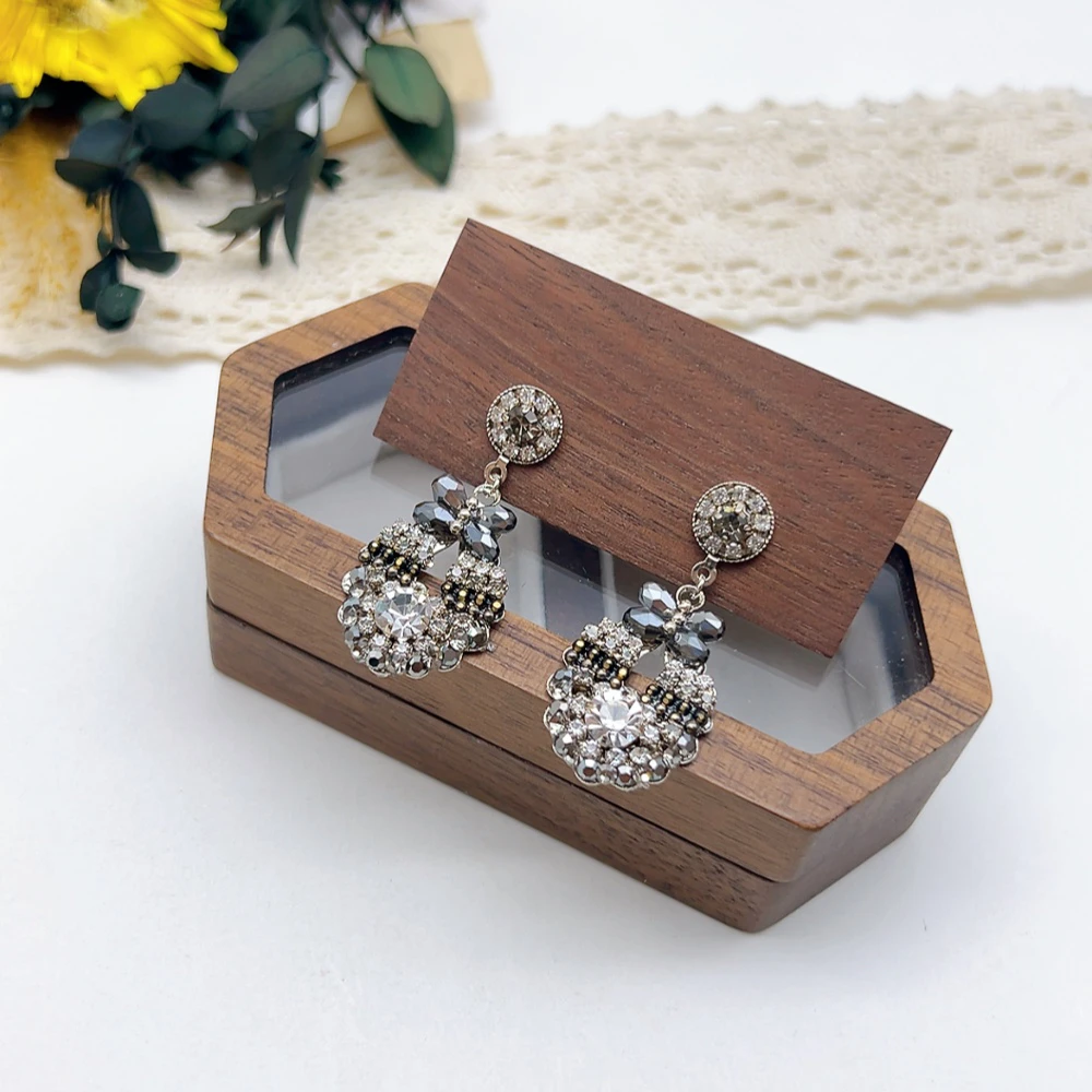 铜合金仿水晶耳饰 银针 03045 好啊商店 灰水J复古耳钉