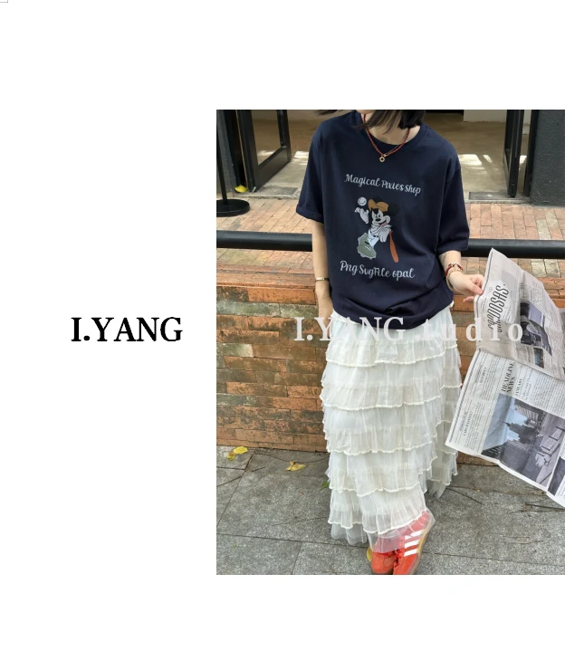 I.yang 东大门同款米奇印花T百搭韩版圆领ins纯棉设计感复古