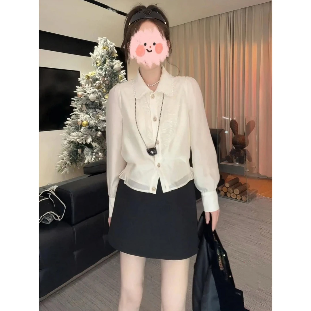 【留影风华】开春穿搭高级感小香风轻奢时尚气质长袖衬衫裙裤两件套