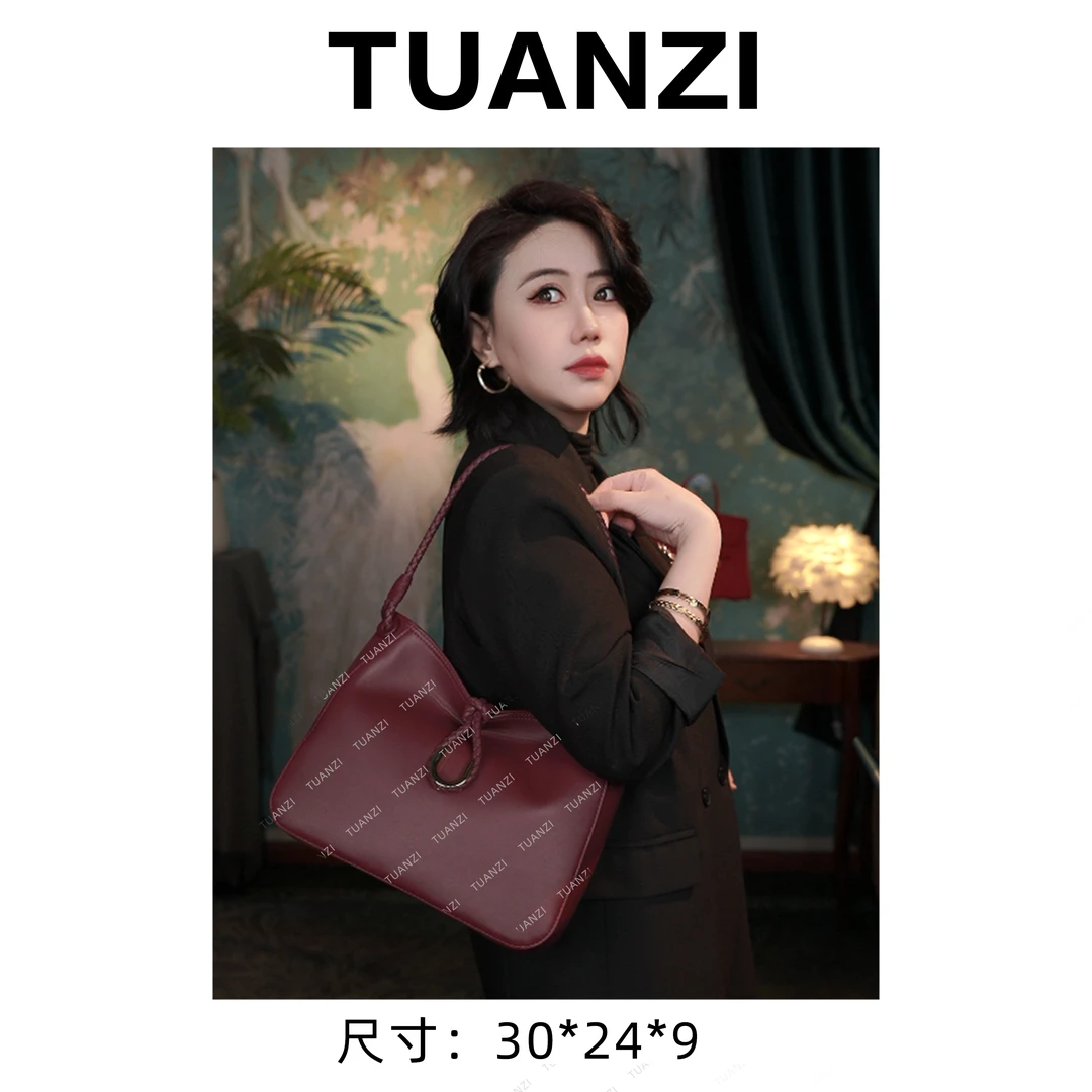 【高端玩家】新款经典女士轻奢时尚腋下女包 J-6473-酒红