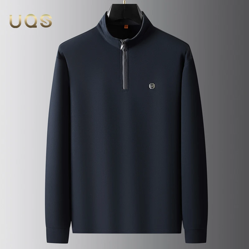 半拉链男士秋季大码套头卫衣纯色轻奢极简长袖上衣宽松舒适亲肤款