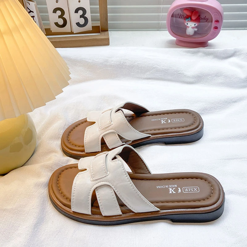 2025新款厚底凉拖鞋女夏外穿编织小众外穿平底休闲百搭一字拖