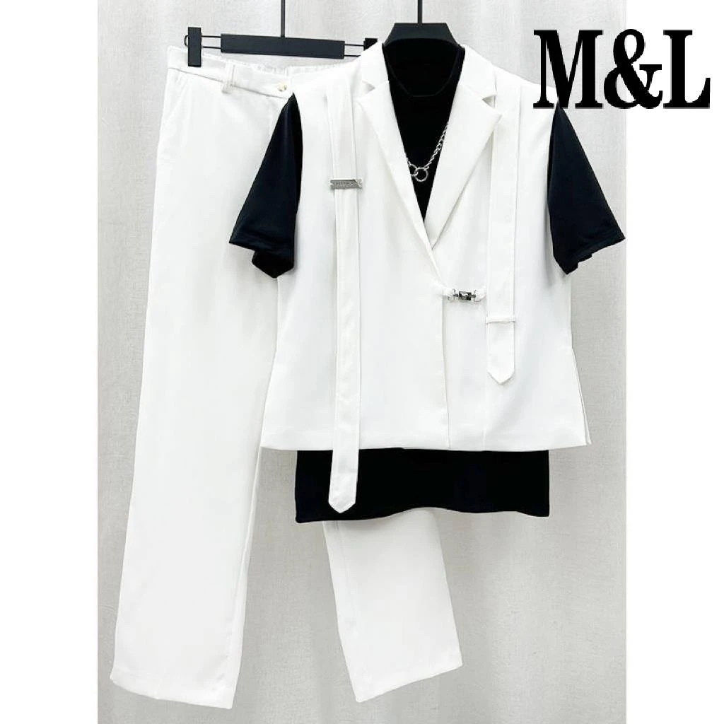 【澳门&专柜】高级感黑色西装马甲套装男士韩版潮流痞帅宽松背心