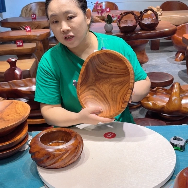 香樟实木椭圆果盘