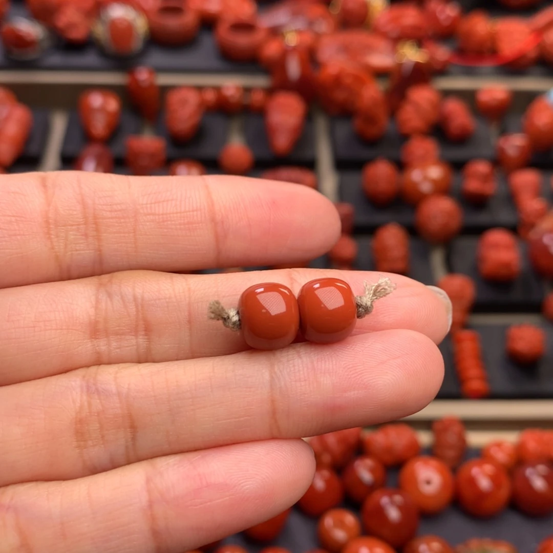【闪购商品】南红玛瑙老型对珠8mm➕未镶嵌Y*桑