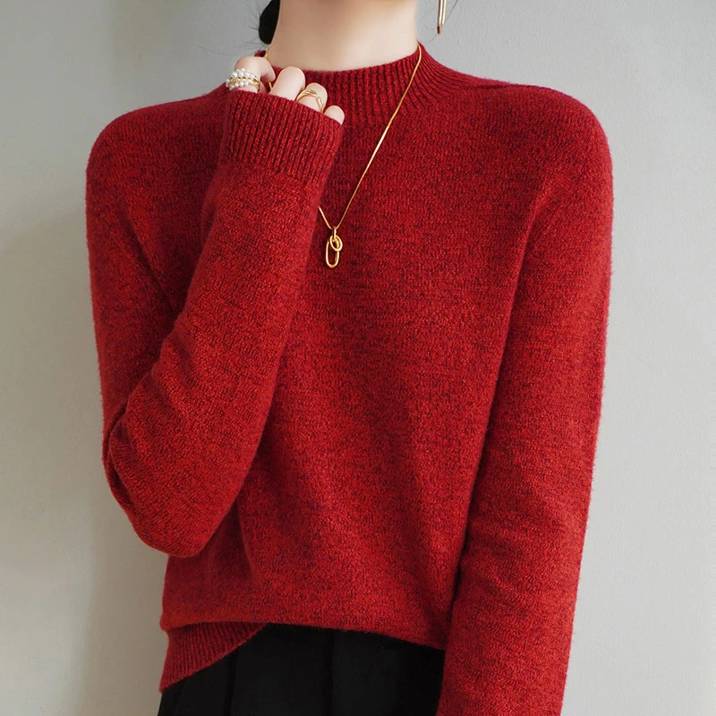 气质百搭~2025秋季新款三股花沙七针双股线加厚半高领显瘦百搭羊