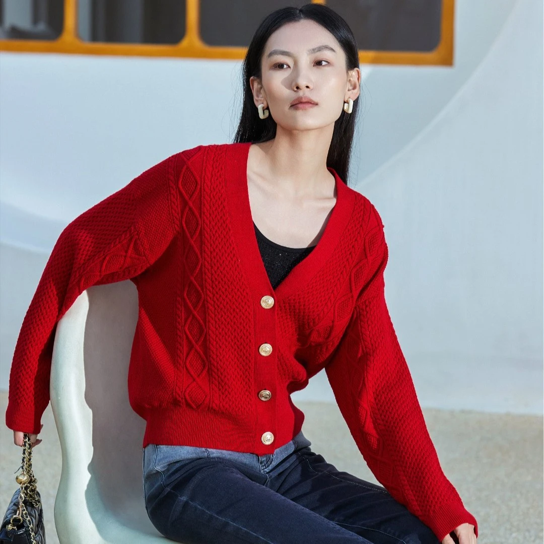 【芊芊专属】M731303322百搭高级针织开衫秋冬纯色短款