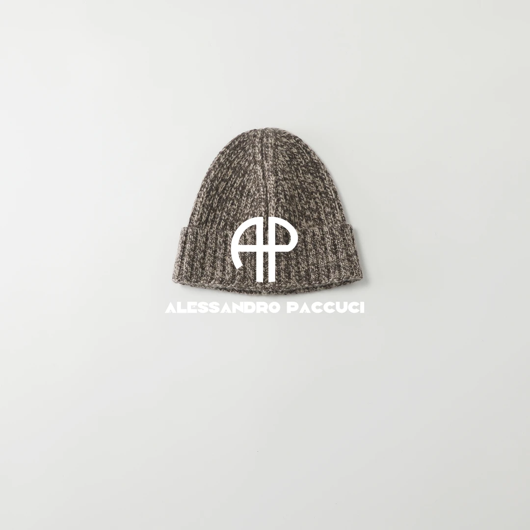 AP洛哥54180AM纯羊绒夹花色时尚百搭简约复古罗纹针织帽子