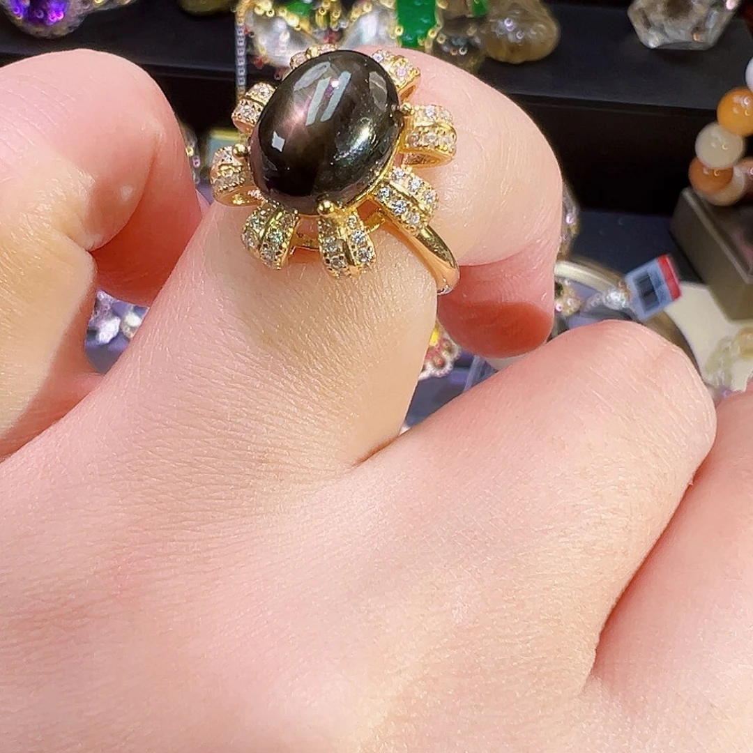 蓝宝石戒指银S925镶嵌