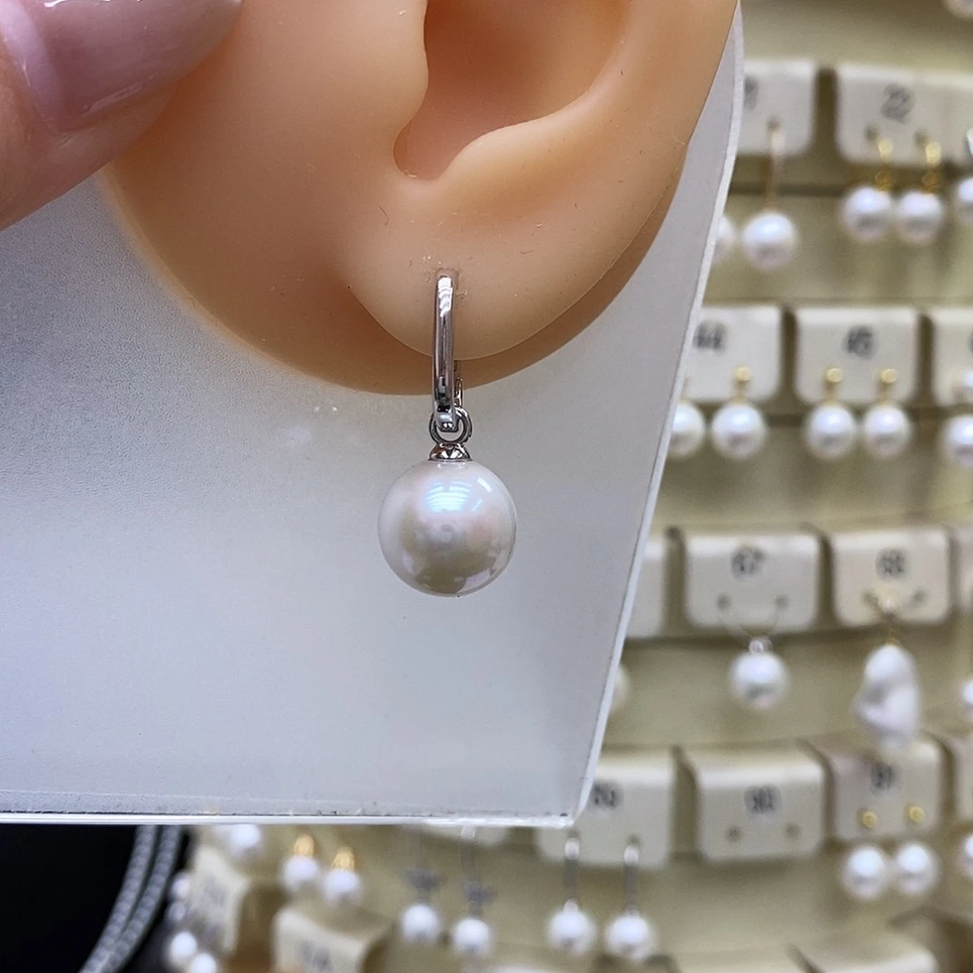 银S925镶嵌淡水珍珠耳饰