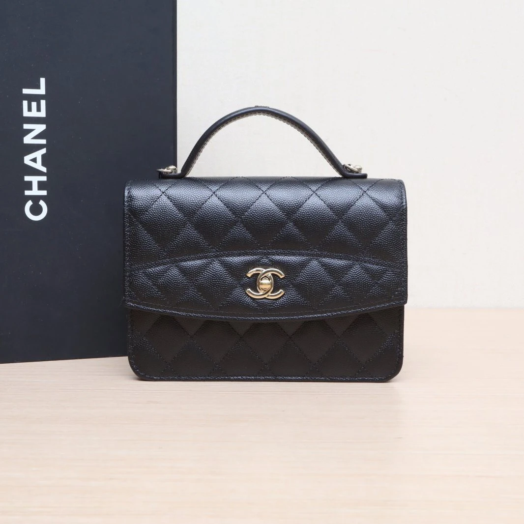 99新 Chanel/香奈儿 【小花念念】25C 风琴双肩包 黑色