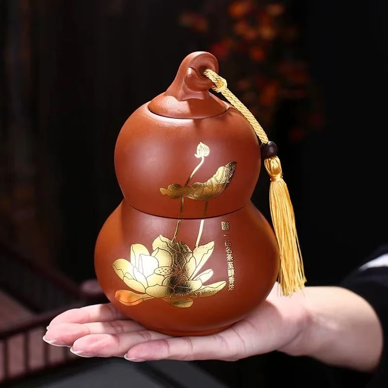紫砂葫芦双层茶叶罐G22