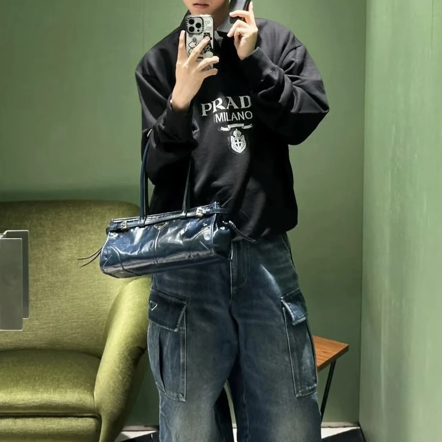 99新 Prada/普拉达 3232/PRADA平纹针织棉质套头卫衣/XXL码/99新