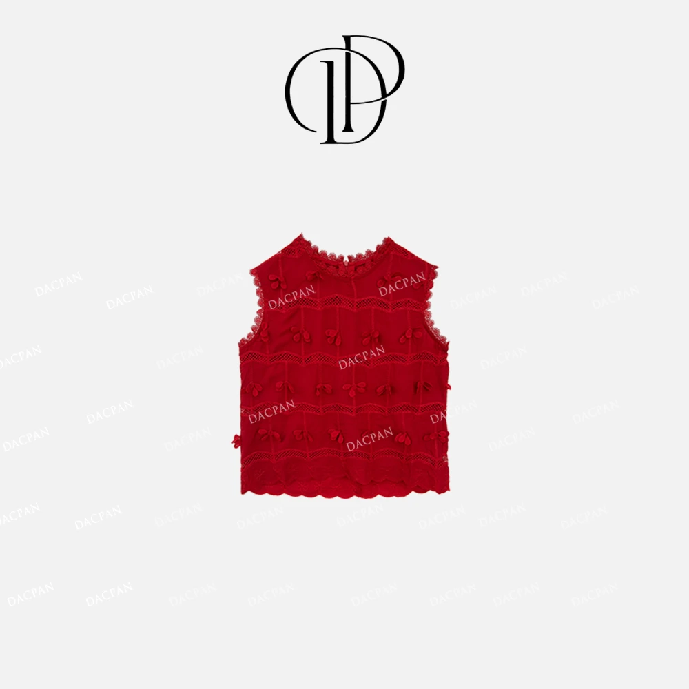 DACPAN-“温柔繁花”立体花朵镂空无袖上衣 2025/盼·PP 1208