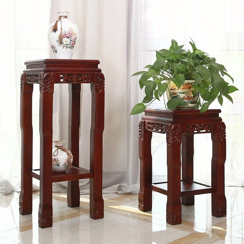 客厅上档次大花架实木落地中式边几电视柜旁边花架新款盆景摆放架