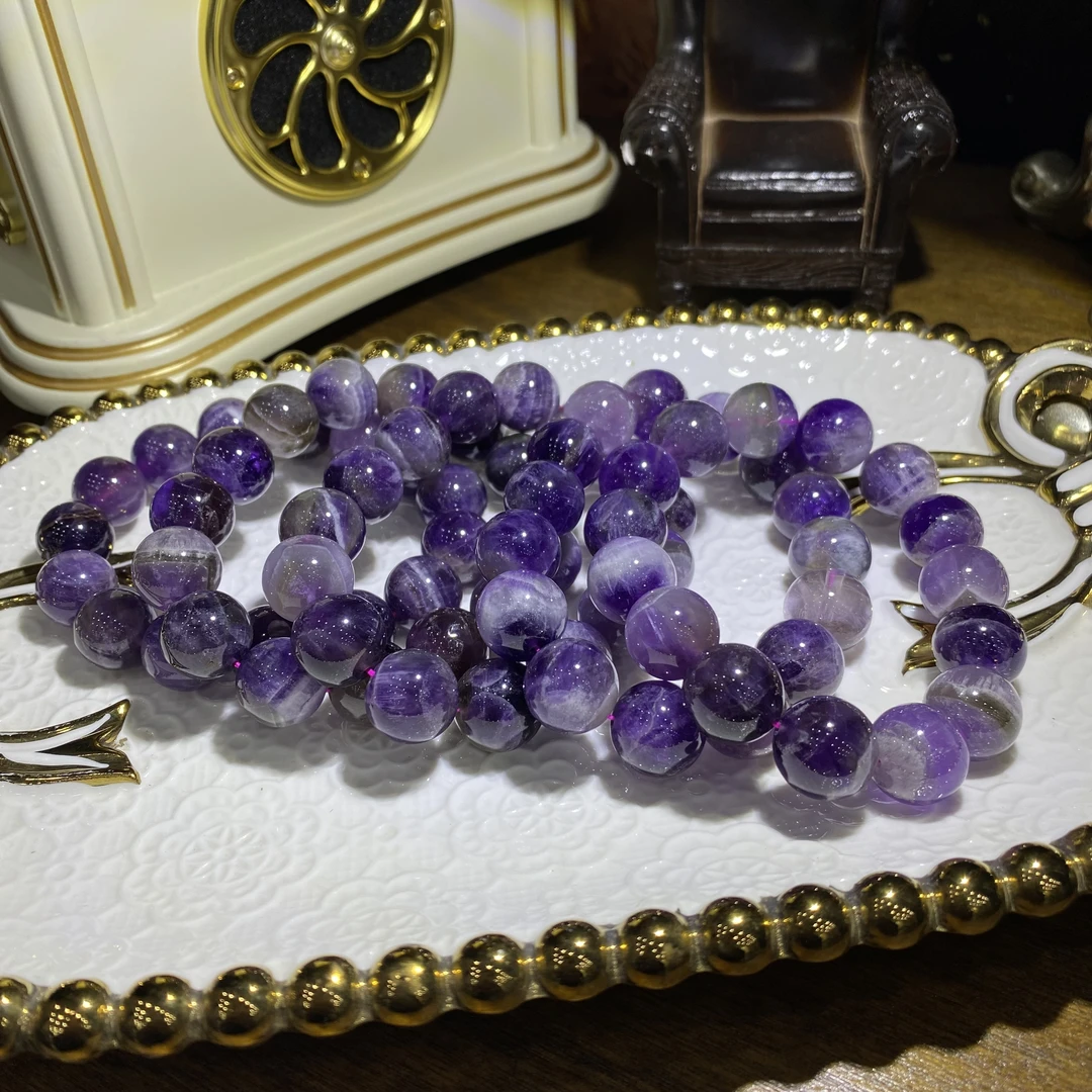 高品质大颗粒天然极光紫异象水晶手链-多样性发其一C620