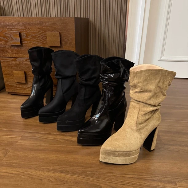 超高跟时装靴厚底时尚长靴欧若智性风城市游牧风富家千金风