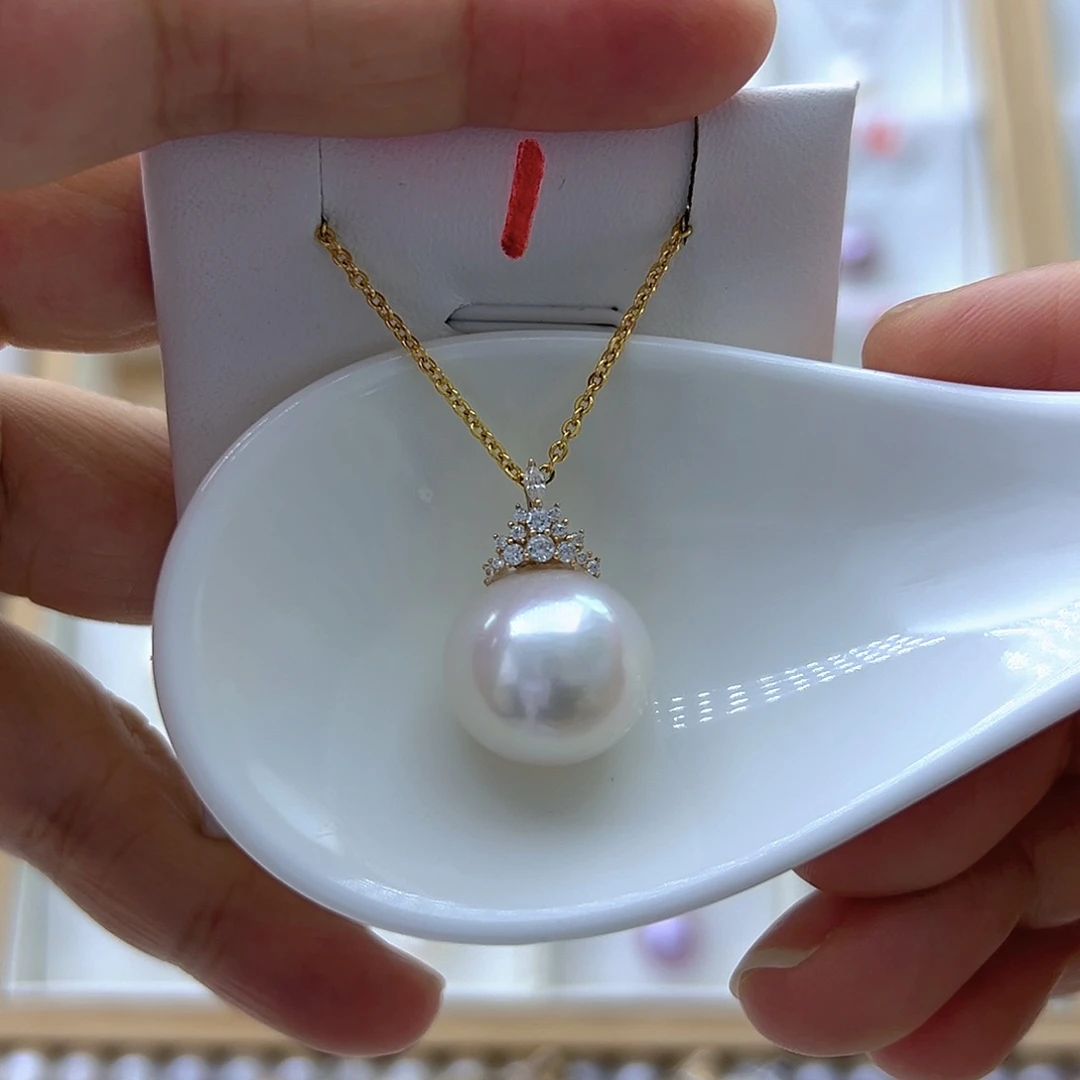 18K金镶嵌淡水珍珠吊坠(不含链)15+