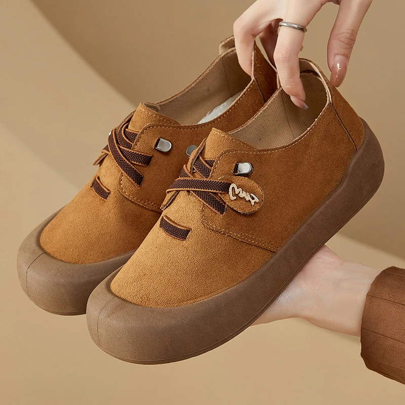 2025秋季新款轻奢乐福鞋厚底时尚休闲女鞋低帮圆头复古女鞋