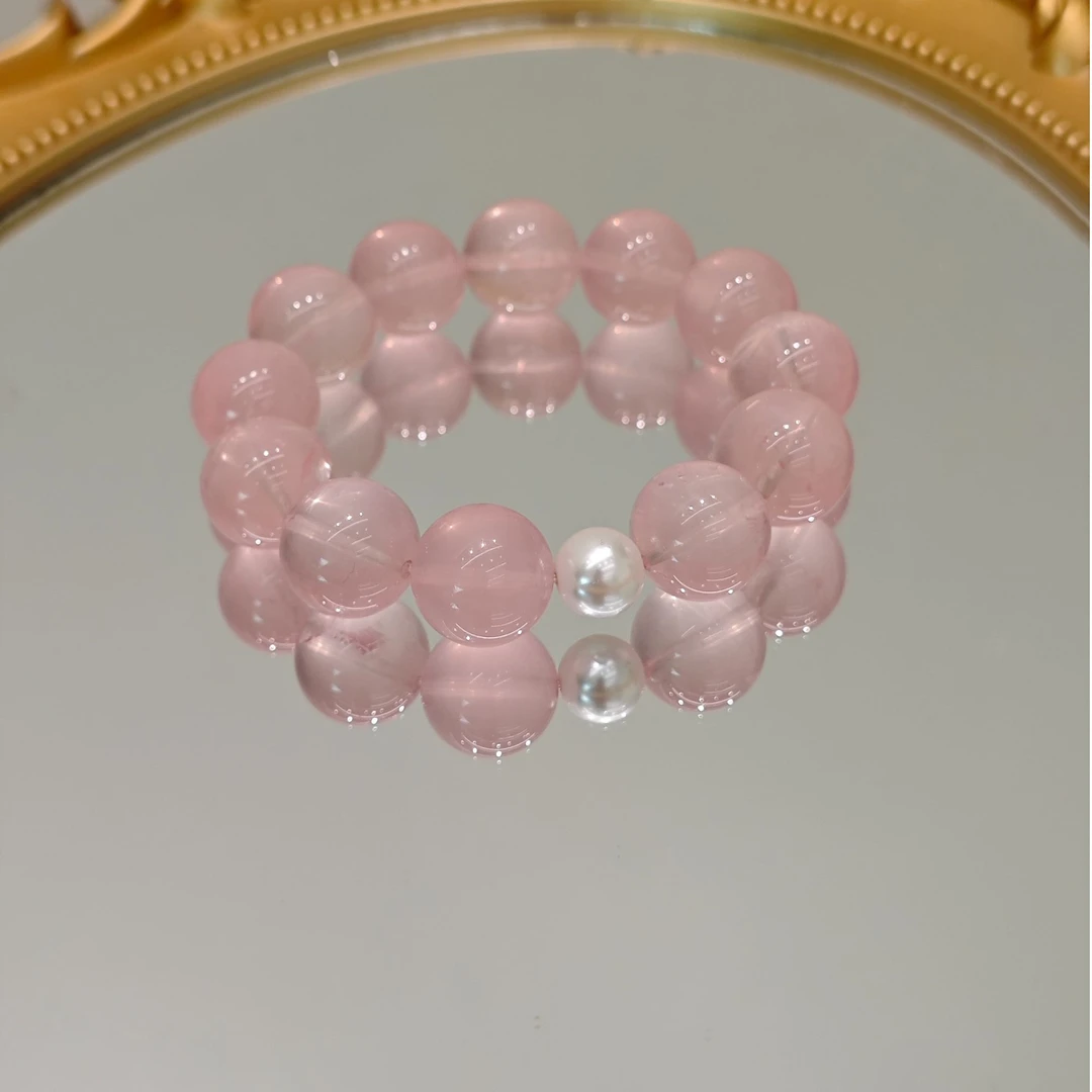 小晶灵【粉色软糖】天然大颗粒粉水晶手串 多样性发货