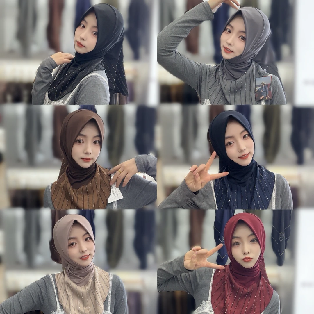 高品质「慕雪」拼接丝缎软帽檐烫钻套头