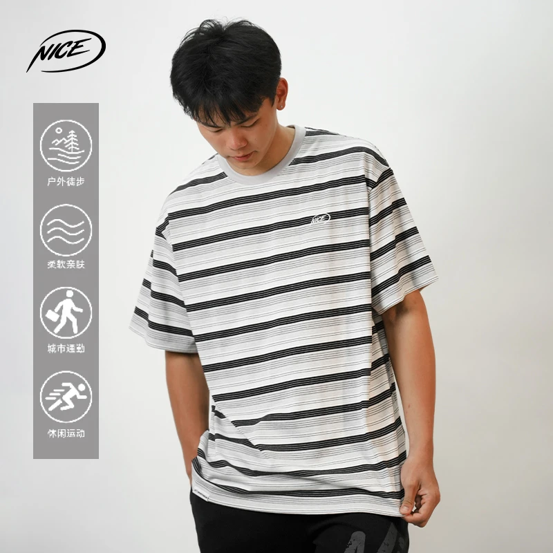 NICEID NICE 圆领运动美式T恤百搭潮流宽松小领口篮球短袖男女