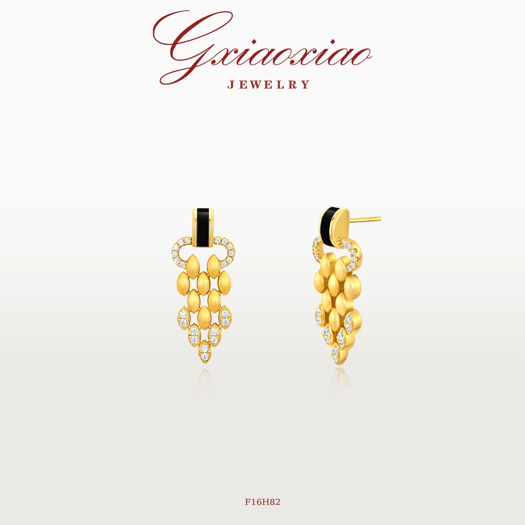 G XIAOXIAO 镀K金【星露垂梦】法式气质高级耳环 F16H81 F16H82
