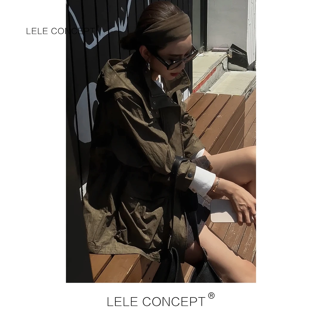 LELE CONCEPT丨「丽」都市休闲减龄款抽带连帽款冲锋衣外套Y0668