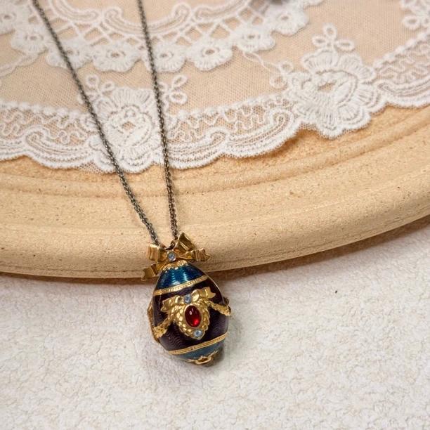 铜合金珐琅项链 【六六中古】孤品复古项链th7855链长75