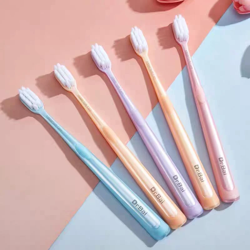 白DF宽头软毛护龈万根毛牙刷深层清洁适合成年人家庭使用