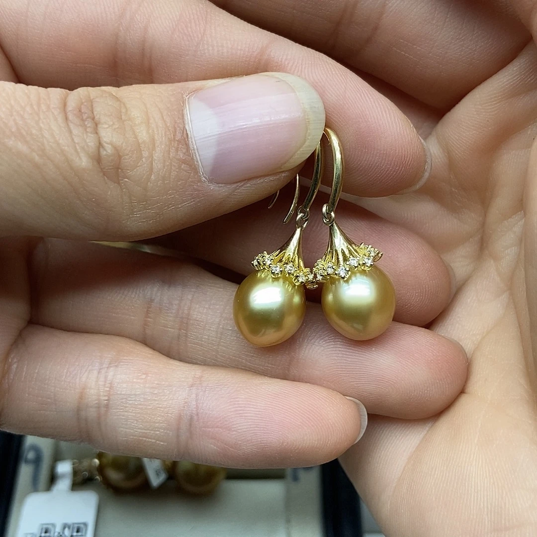 银S925镶嵌耳饰海水珍珠