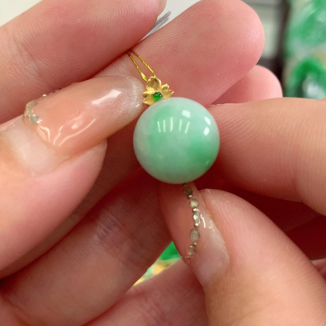 翡翠18K金镶嵌吊坠(不含链)