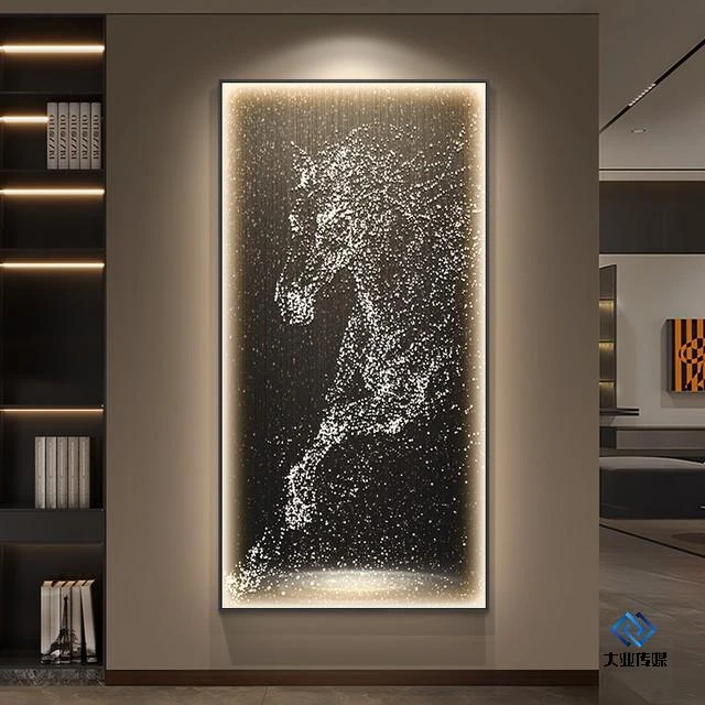 【直播】现代轻奢玄关装饰画高级感LED灯壁画意式抽象马挂画走廊