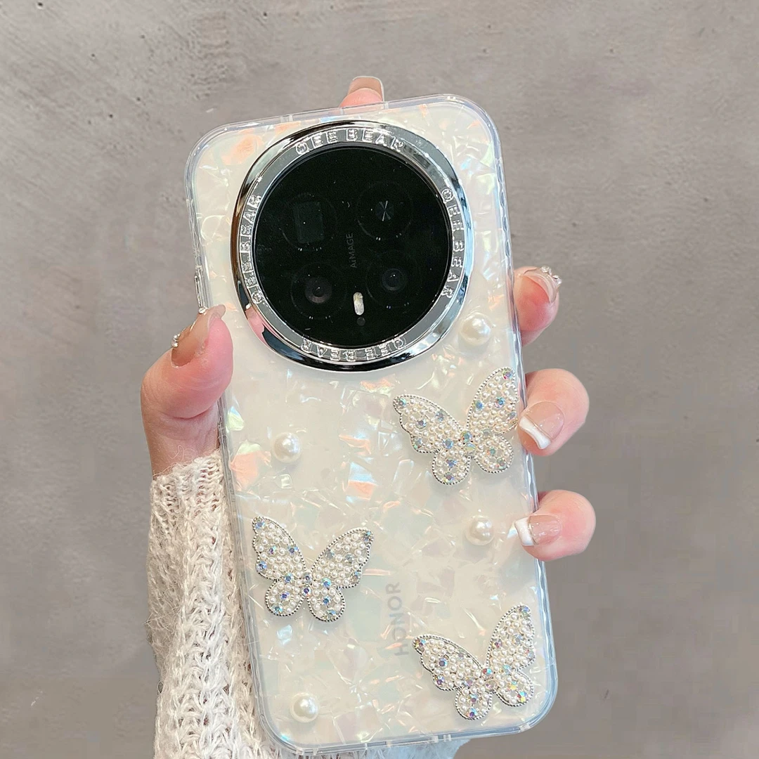 适用于华为荣耀magic8手机壳8pro半透明bkq-an00新款女小清新蝴蝶