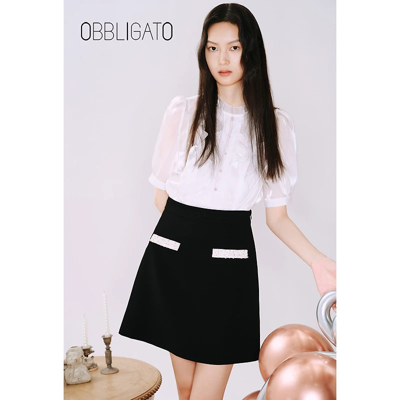 OBBLIGATO奥丽嘉朵夏季1C33250050珠钻A字时尚单裙
