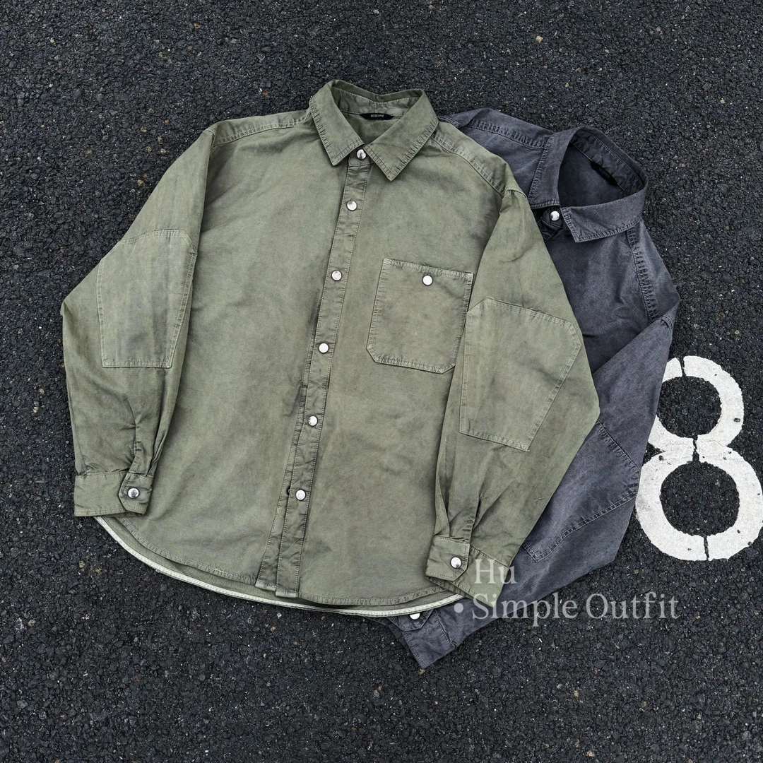 胡先生25ss「金属质地」春夏日系记忆棉百搭休闲衬衫外套C671