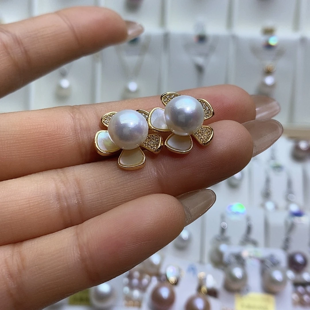 淡水珍珠吊坠赠合金链条银S925镶嵌