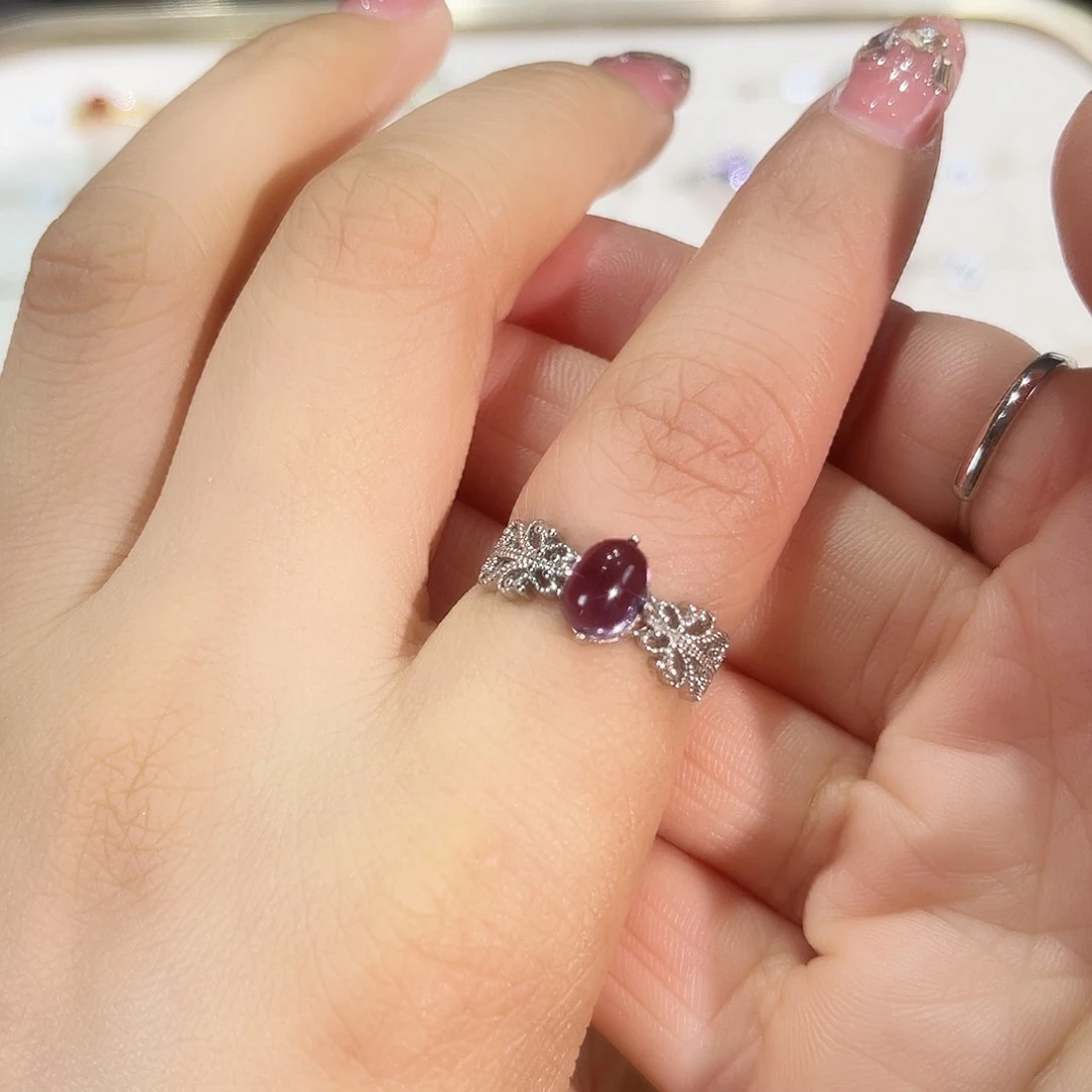 岫玉银S925镶嵌戒指戒指