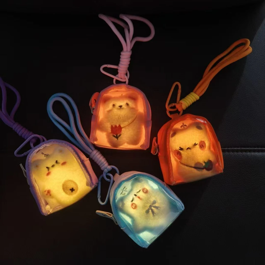 卡皮 小熊迷你小书包带灯玩偶可当挂件中小学玩具