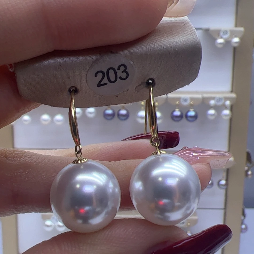 淡水珍珠耳饰18K金镶嵌