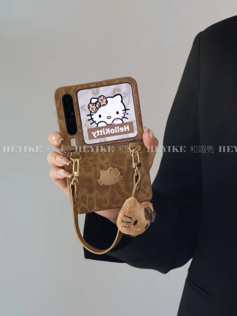韩系棕豹纹KT适用华为purax手机壳折叠屏pocket2荣耀magicvflip2